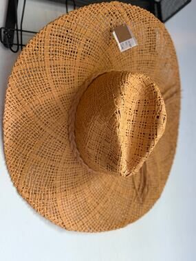 NWT Anarchy Street Wide Brim Braided Sun Hat Tan Boho Coastal Resort Beach
